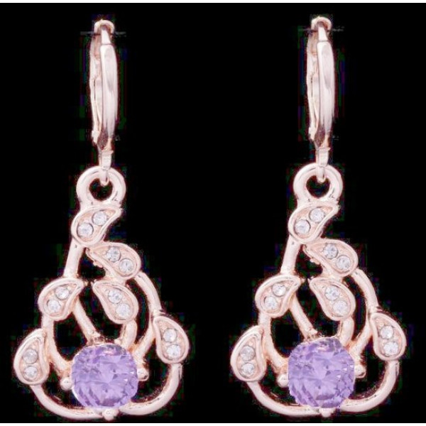 Ювелирные серьги Sprig of crystals фиолет