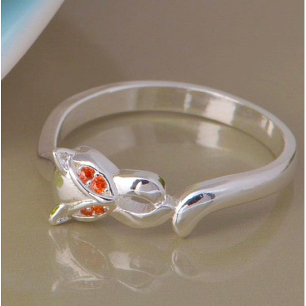 Кольцо в стиле Tiffany Кошка в красных кристаллах