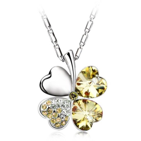 Подвеска SWAROVSKI Клевер лимонный в платине