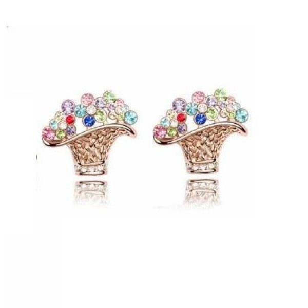 Серьги SWAROVSKI Корзиночка с красками