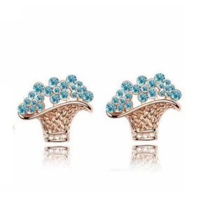 Серьги SWAROVSKI Корзиночка с голубым