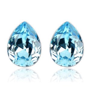 Ювелирные серьги Swarovski Капля любви голубая