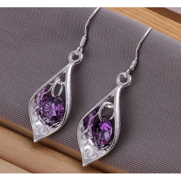 Серьги Tiffany Сиреневые кристаллы 