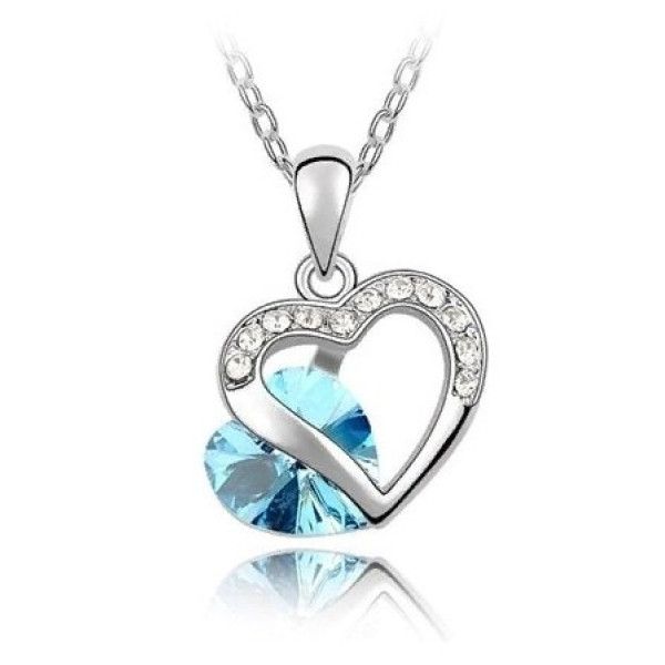 Подвеска SWAROVSKI Сердце в всплеске голубое