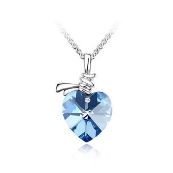 Подвеска SWAROVSKI Сердце с узелком синяя