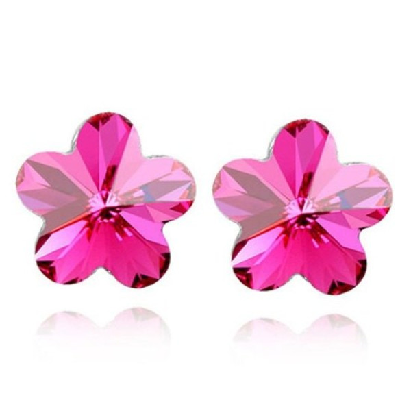 Ювелирные серьги Swarovski Капля цветка малиновая