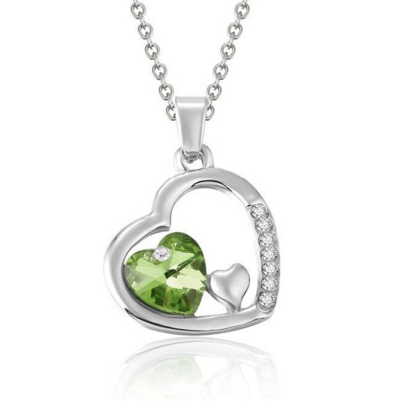 Подвеска SWAROVSKI Сердце в сердце зелёное