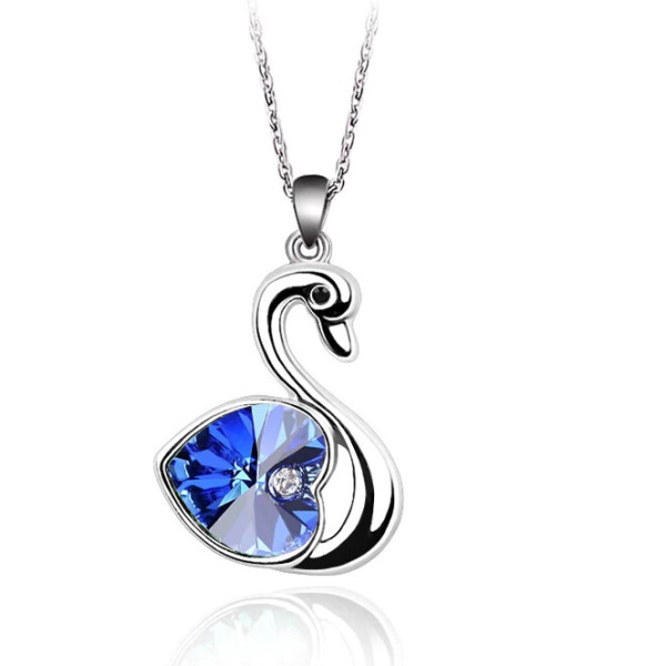 Подвеска SWAROVSKI Лебедь сердце синее