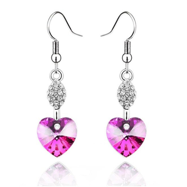 Ювелирные серьги Swarovski Саманта малиновые