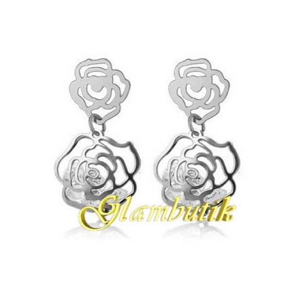 Серьги белые Розочка CHANEL с кристаллами 