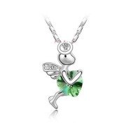 Подвеска SWAROVSKI Ангел с салатовым кристаллом