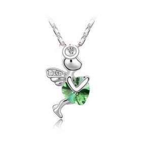 Подвеска SWAROVSKI Ангел с салатовым кристаллом