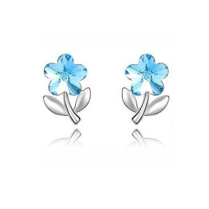 Ювелирные серьги Swarovski Цветочек голубой