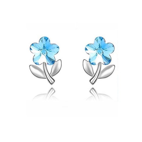 Ювелирные серьги Swarovski Цветочек голубой