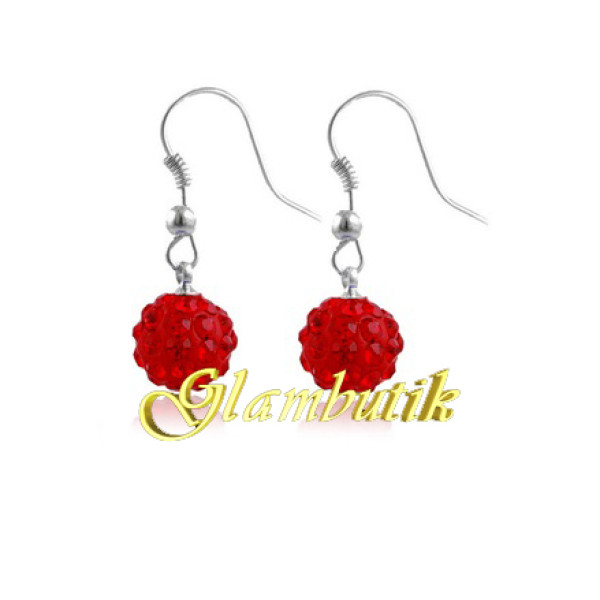 Серьги Shamballa Красные