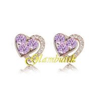 Ювелирные серьги золотые Сердца Swarovski