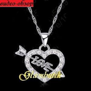 Посеребрённая подвеска сердце Love