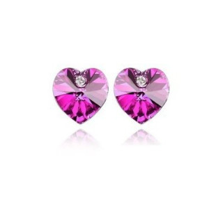 Ювелирные серьги Swarovski Глам сердце малиновое