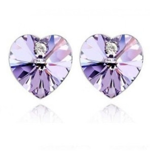 Ювелирные серьги Swarovski Глам сердце сиреневые