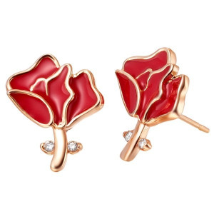 Золотые серьги Chanel Красный цветок