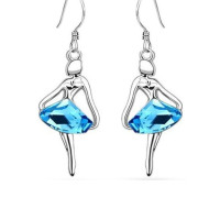 Серьги Балерина в голубой пачке Swarovski