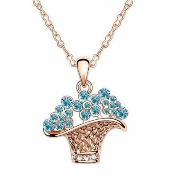 Подвеска SWAROVSKI Корзиночка с голубым