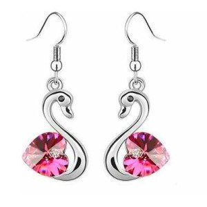 Ювелирные серьги Swarovski Лебеди сердце