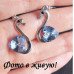 Ювелирные серьги Swarovski Лебеди сердце голубое