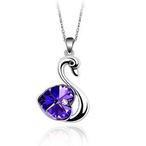 Подвеска SWAROVSKI Лебедь сердце фиолетовое