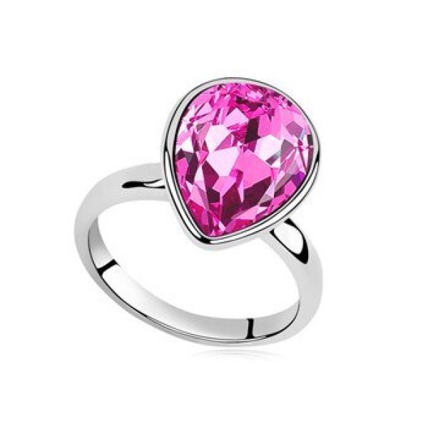 Кольцо SWAROVSKI Капля розовая 