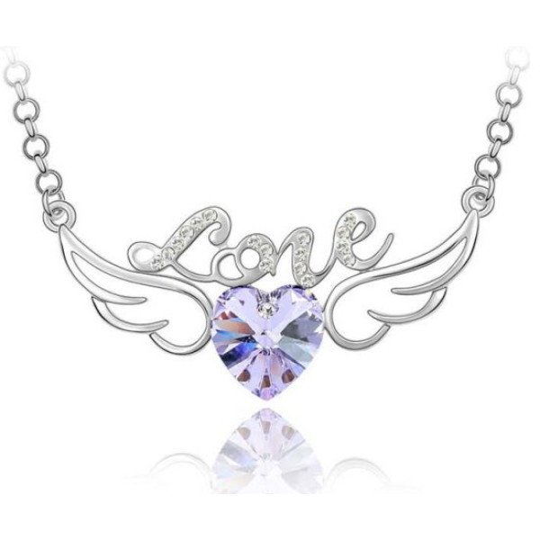 Подвеска SWAROVSKI Сердце Love сиреневое