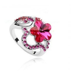 Кольцо SWAROVSKI Цветочная аура розовая