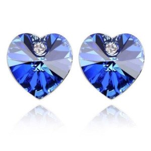 Ювелирные серьги Swarovski Глам сердце синие