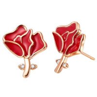 Золотые серьги Chanel Красный цветок