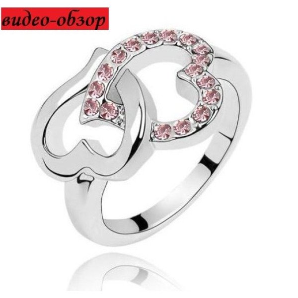 Кольцо SWAROVSKI Соединенные сердца roz