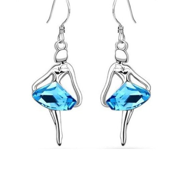 Серьги Балерина в голубой пачке Swarovski