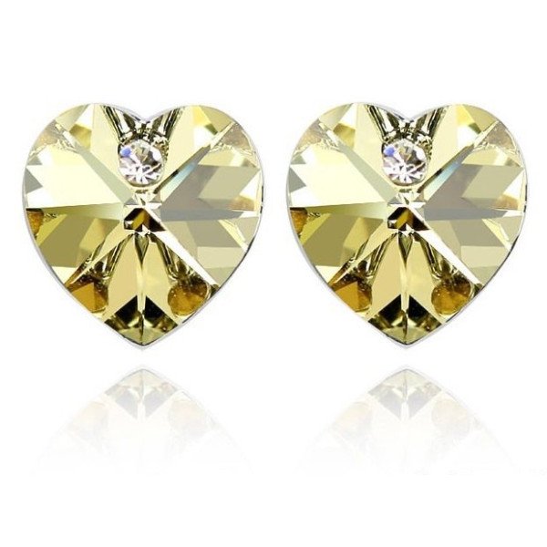 Ювелирные серьги Swarovski Глам сердце желтое