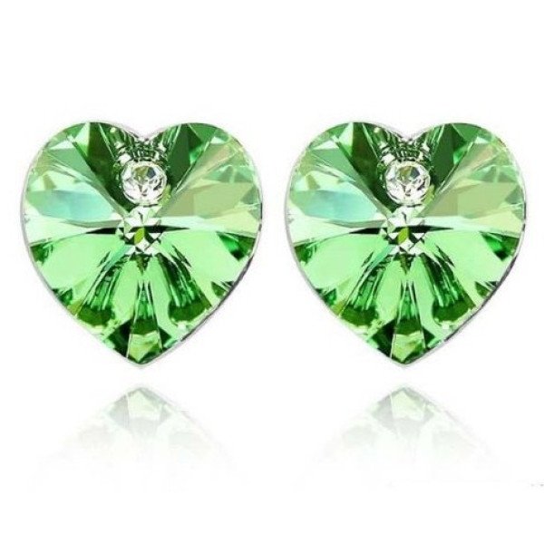 Ювелирные серьги Swarovski Глам сердце салатовые
