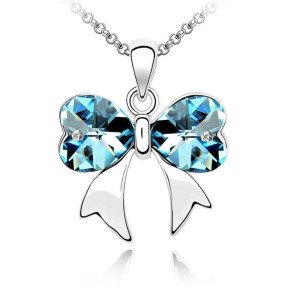Подвеска SWAROVSKI Бант голубой