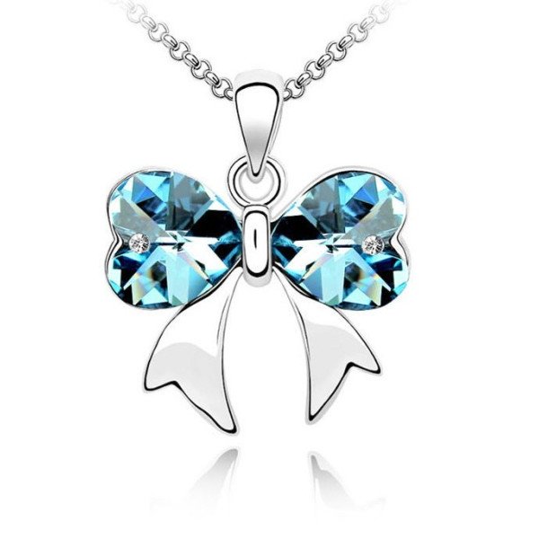 Подвеска SWAROVSKI Бант голубой