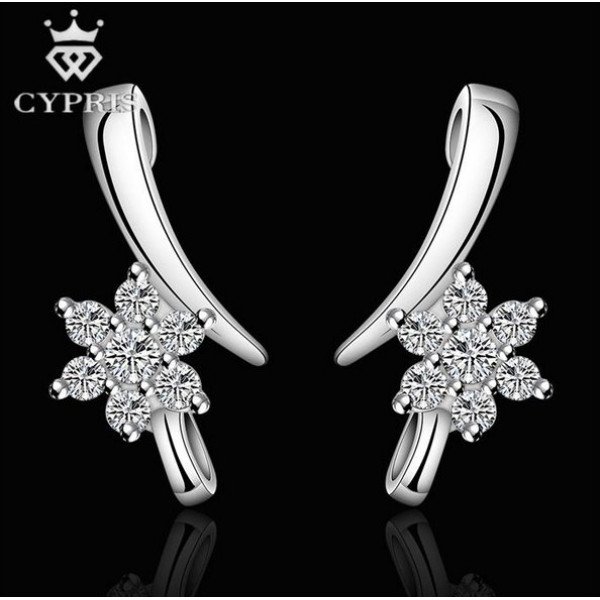 Серебрённые серьги Алмазные цветы