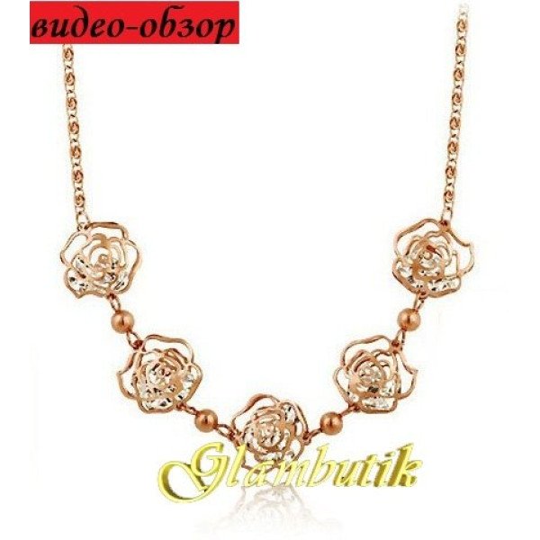 Золотая подвеска Chanel Розы с кристаллами