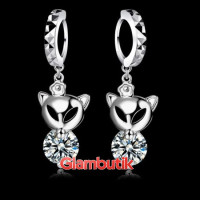 Серьги в серебре Лисички с цирконом