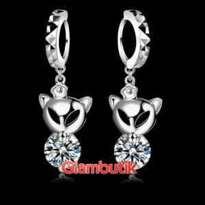 Серьги в серебре Лисички с цирконом