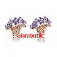 Серьги Swarovski Корзиночка с фиолетовым