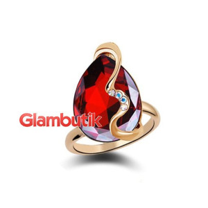Кольцо Swarovski-style Грёзы красное