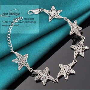 Браслет посріблений Ажурні зірки 