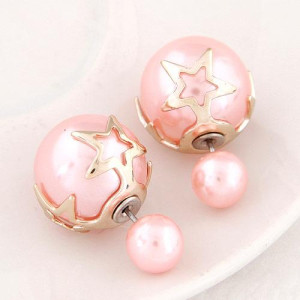 Серьги шарики Dior Звёзды с розовым