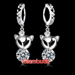 Серьги в серебре Лисички с цирконом