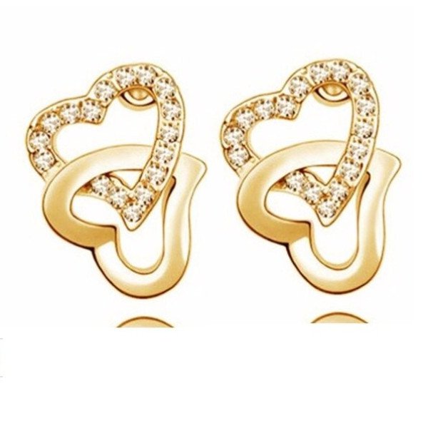 Серьги Соединенные сердца gold